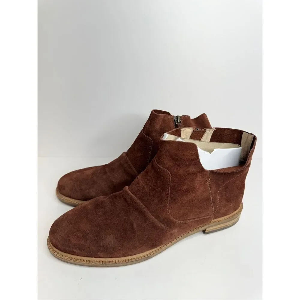 Kelsi Dagger Boots Size 10 Women’s Suede Upper Ruched Coffee Bean Brown Booties‎